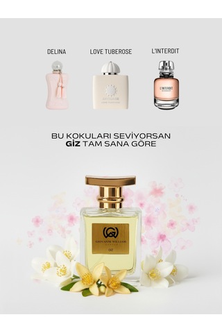 Giz Lüx Kadın Parfüm Sexy Gizemli Etkileyici Beyaz Çiçek, Yasemin, Paçuli, Vetiver Çiçeksi