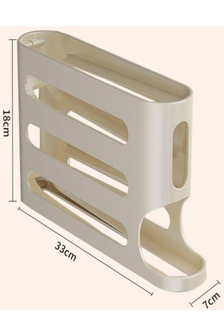 Jms Otomatik Kaydırma Yumurta Raf Tutucu 4 Katlı Buzdolabı Organizatör Beyaz