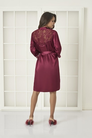 Pierre Cardin 4075 Saten Gecelik Sabahlık Takım - Bordo Bordo