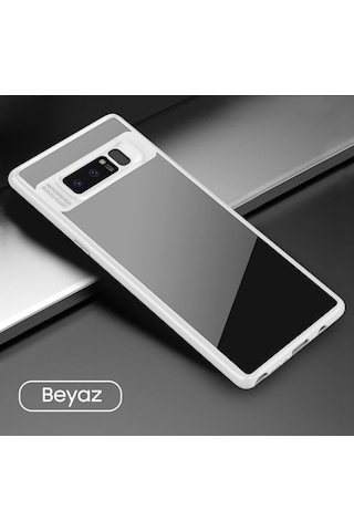 Ally Galaxy Uyumlu Note 8 Darbeya Dayanıklı Şeffaf Silikon Kılıf- 5775 Beyaz