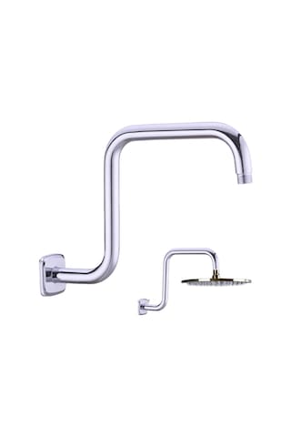 Qingmipy Stainless Steel Duş Başlığı Geliştirici Kolu, 22mm Flanşlı Ayarlanabilir Yükseklik Artırıcı, Banyo Konforu İçin Esnek Açılı Duş Kolu Gümüş