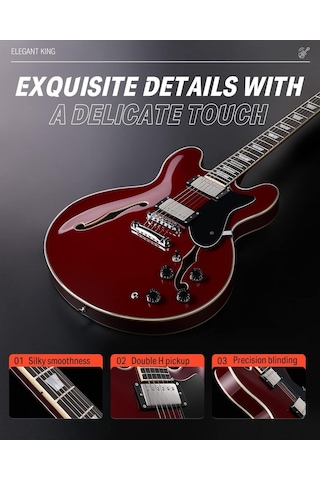 Donner Djp-1000 Semi-hollow Elektro Gitar Kırmızı