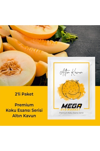 2'li Paket Araba Havalandırma Klima Koku Klipsi Yedek Kartuş Pedi 5 Ad. Premium Altın Kavun