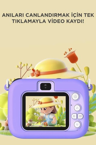 Torima Cmr-16 Mor Mini 1080p Hd Çocuk Kamera Dijital Fotoğraf Makinesi 2.0 Inç Ekran 5 Adet Oyun