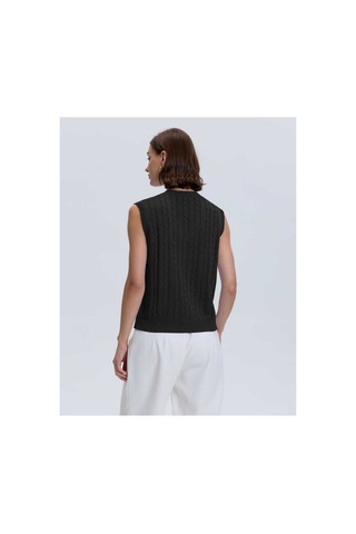 Youknitwear You Lim %100 Pamuk V Yaka Kadın Süveter Siyah