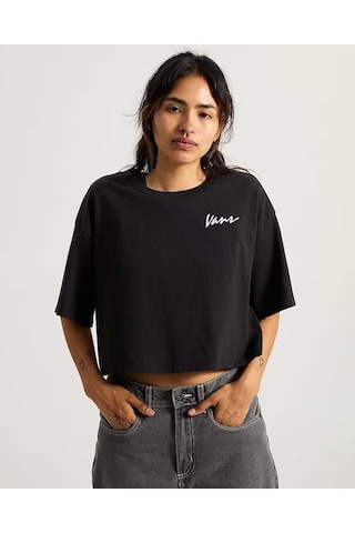 Vans Classic Script Kadın Siyah T-shirt - Vn000qdf