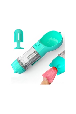 Lemestar Köpek Seyahat Su Fincanı - 300ml Multifonksiyonlu Pet İçme Aleti Ve Koku Temizleyici Seti Mavi