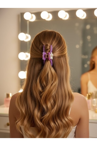 Claire's Çiçekli Mandal Toka Mor