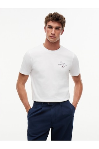 Tommy Hilfiger Scrıpt Stack Regular Tee Erkek Beyaz T-shirt - Mw0mw43224