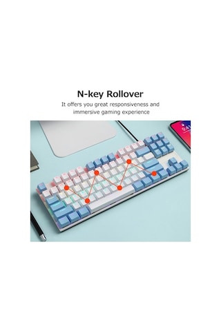 Dancemonkey İblancod K87 87 Tuşlu Mekanik Klavye - Metal Panel, Tek Renk Tuşlar, 20 Işık Efekti Mavi Switch