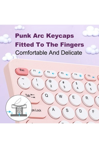 Yaozixa Mavi 2.4g Kablosuz Klavye-fare Seti, Punk Ark Tuş Tasarımı, Numara Tuş Takımı, 10m Erişim, Ofis Ve Öğrenme İçin Uyumlu Diğer