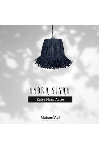 Rafya Hasır Bohem Siyah Avize M142 Siyah