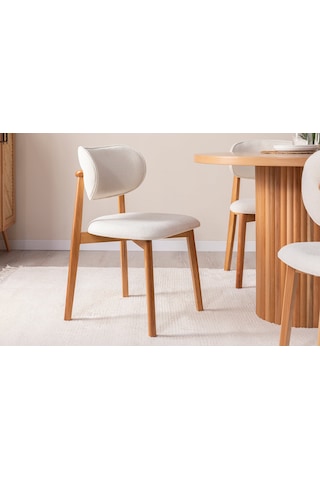 Boho İskandinav Natural Ahşap Masa Sandalye Takımı 90x90 Natural