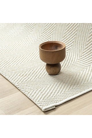 Krem Beyaz Kılçık Desenli Modern Halı - L665krbo Krem - Beyaz