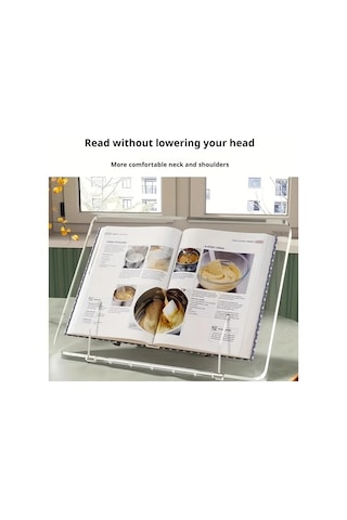 Topshop1 1 Adet Şeffaf Akrilik Kitap Standı 34 Cm X 24 Cm Ayarlanabilir Masaüstü Okuma Tutucu İpad Uyumlu Destek