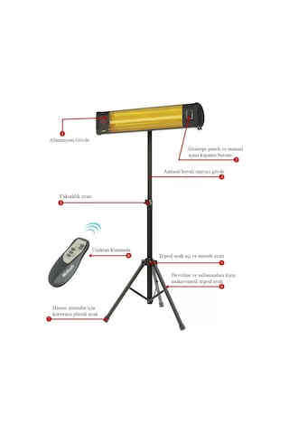 MirKraft Grade 2500 W Ayaklı Karbon Infrared Isıtıcı