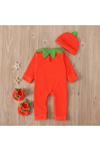 Cadılar Bayramı Balkabağı Cosplay Kostümleri Bebek Erkek Kız Romper + Bere + Çorap 3 Adet Kıyafetler Giysileri 0-24 Ay İçin Çok Renkli