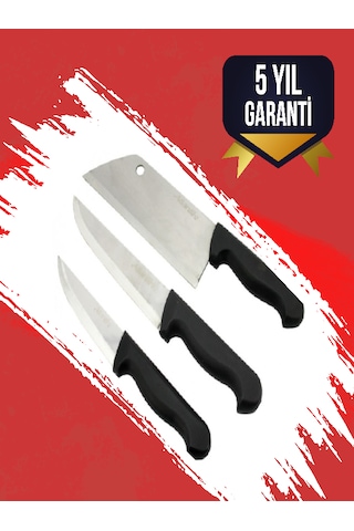Satırlı Bıçak Seti 3'lü Siyah