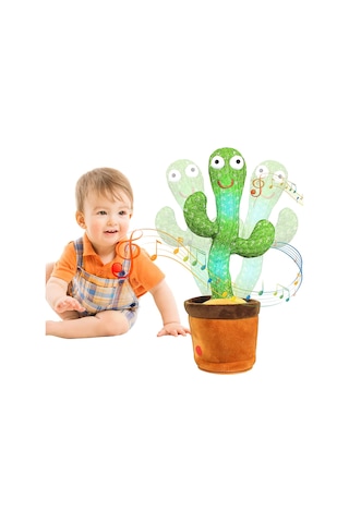 Konuşan Dans Eden Müzikli Işıklı Saksı Kaktüs Peluş Oyuncak