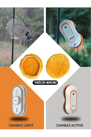 Cam Silme Robotu Bezi Cambaz Active Ve Light Uyumlu Mikrofiber Bez - 1 Çift Turuncu