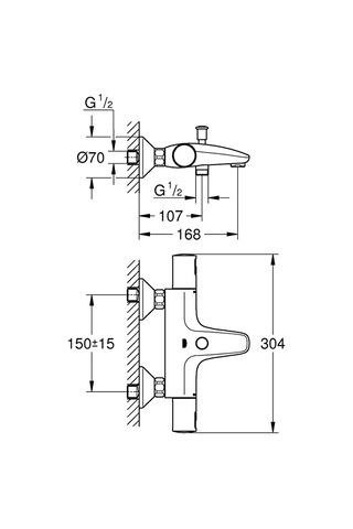 Grohe Precision Start Termostatik Banyo Bataryası Gümüş