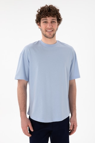 U.S. Polo Assn. Erkek Long Fit Bisiklet Yaka Açık Mavi Basic Tişört 50305988-VR003