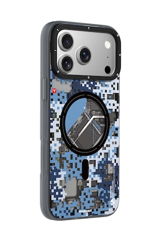 Apple Uyumlu iPhone 17 Pro Max Kılıf M-safe Şarj Özellikli Youngkit Camouflage Sykell Serisi Kapak Mavi Mavi