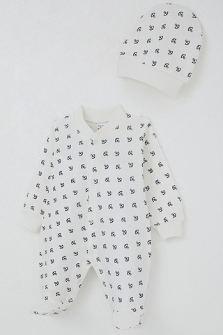 Breeze Erkek Bebek Patikli Tulum Deniz Temalı Çapa Desenli 0-6 Ay, Ekru Ekru