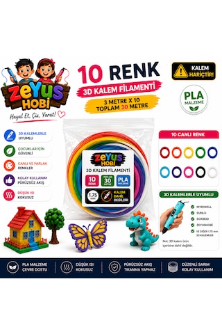 Zeyus Filament 10 Renk 3 Metre 3d Kalem Filamenti Zeyus Filament 10 Renk 3 Metre 3d Kalem Filamenti
