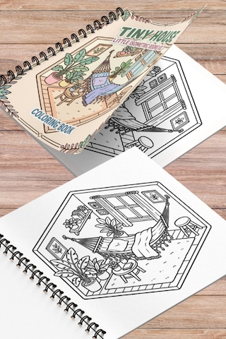 Little Tiny Isometric Rooms Iı 20x20 Cm Büyük Boyama Kitabı, Çocuklar Ve Yetişkinler İçin