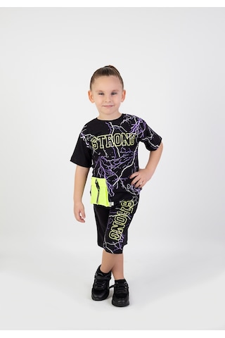 Erkek Çocuk Strong Baskılı Kısa Kollu Şortlu Basic Takım 2-5 Yaş 001