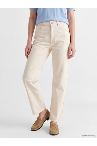 Lcw Vision Ekru Straight Fit Kadın Jean Pantolon