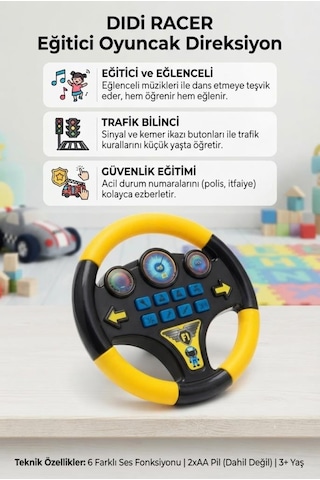 Eğitici Sesli Direksiyon Minik Sürücülerin Eğlenceli Yol Arkadaşı