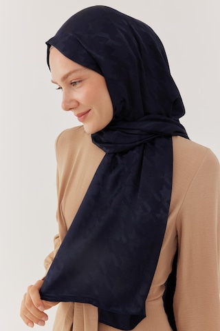Mirsoy Scarf Kazayağı Desen Parlak Jakar Şal - Lacivert Lacivert
