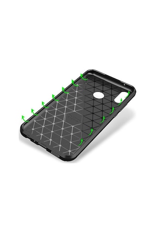 Huawei P30 Lite Karbon Desenli Negro Silikon Kılıf Kahverengi