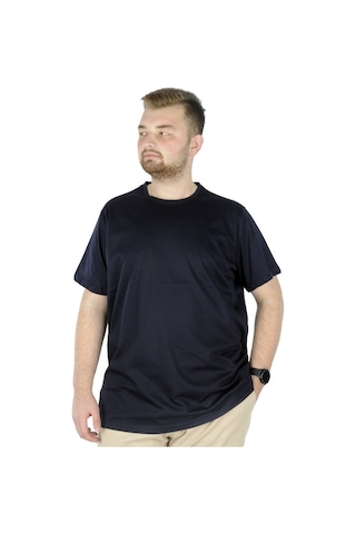 Mode Xl Büyük Beden Erkek Tshirt Bisiklet Yaka Basic 20031 Lacivert 001