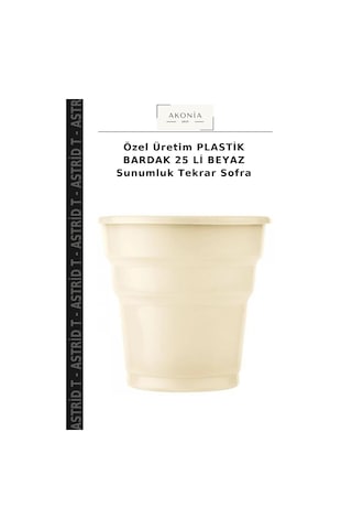Özel Üretim Plastik Bardak 25 Li Beyaz Sunumluk Tekrar Sofra