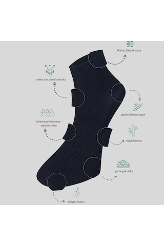 Kral Socks Kabartma Desenli Bambu Dikişsiz Parfümlü Erkek Kısa Çorap 3'lü Çok Renkli