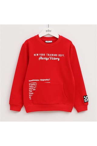 Wanex Erkek Çocuk Bisiklet Yaka Şardonlu Uzun Kol Kalın Sweatshirt - 16015 Siyah
