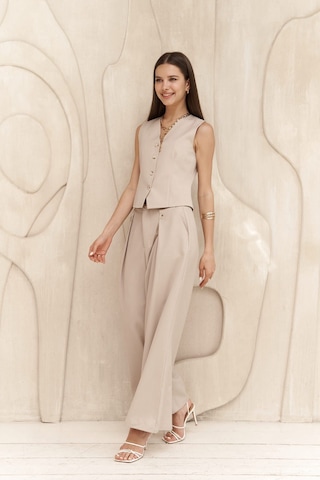 Mai Collection Mai Studios Co. Diaz Düğme Detaylı Koyu Bej Pantolon Koyu Bej