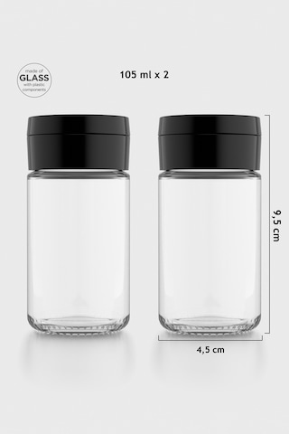 Renga Dorian 105 Ml Siyah Kapaklı 2'li Cam Tuzluk Biberlik Seti 121006 Siyah