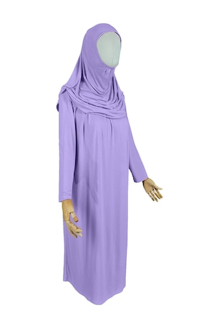 Pratik Tek Parça Organik Kız Çocuk Namaz Elbisesi Lila