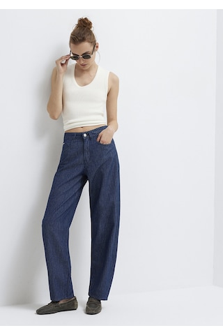 Mavi - Tiya Mavi Edition Keten Karışımlı Çizgili Jean Pantolon 1018900-a4227 Lacivert