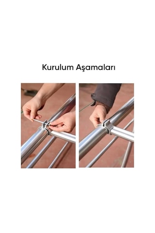 Raın Yuvarlak Ağızlı Balkon Çamaşırlık, Alüminyum Çamaşır Asma Aparatı, 5 Cm Korkuluk Uyumlu, Balkon Çamaşır Askılığı, Çamaşır Asma İpi Ve 24 Adet Mandal Hediyeli, Paslanmaz Çok Renkli