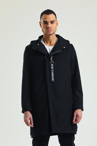 Erkek Regular Fit Kapüşonlu Fermuarlı Cepli Kışlık Astarsız Yünlü Uzun Kaşe Kaban 001