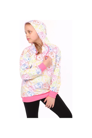 Toontoy Kız Çocuk Komple Baskılı Sweatshirt Beyaz