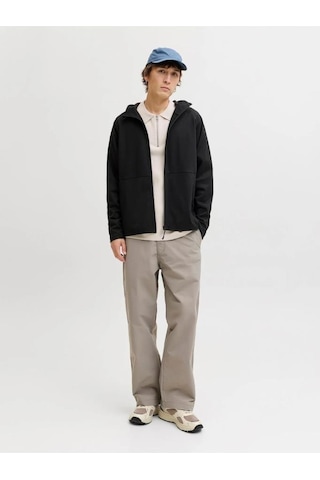 Jack & Jones Jack&jones 12289209 Jjebase Sweat Zıp Hood Sn Black Erkek Sweatshirt Siyah