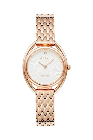 Obaku Denmark V286lxvısv Quartz Çelik Rose Kristal Mineral Beyaz Kadran 29 Mm Kadın Kol Saati