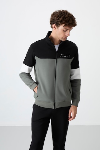 Tommy Life Çağla - Siyah Dik Yaka Renk Geçişli İçi Polarlı Erkek Eşofman Takımı - 85186 Yeşil - Siyah