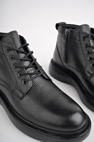 Muggo Bernard Garantili Hakiki Deri Bağcıklı Fermuarlı Kaymaz Taban Casual Erkek Bot 001